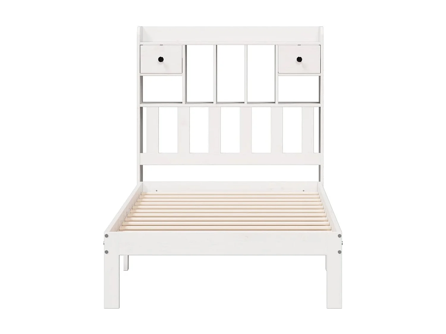 Letto Libreria senza Materasso Bianco 90x190 cm Massello Pino