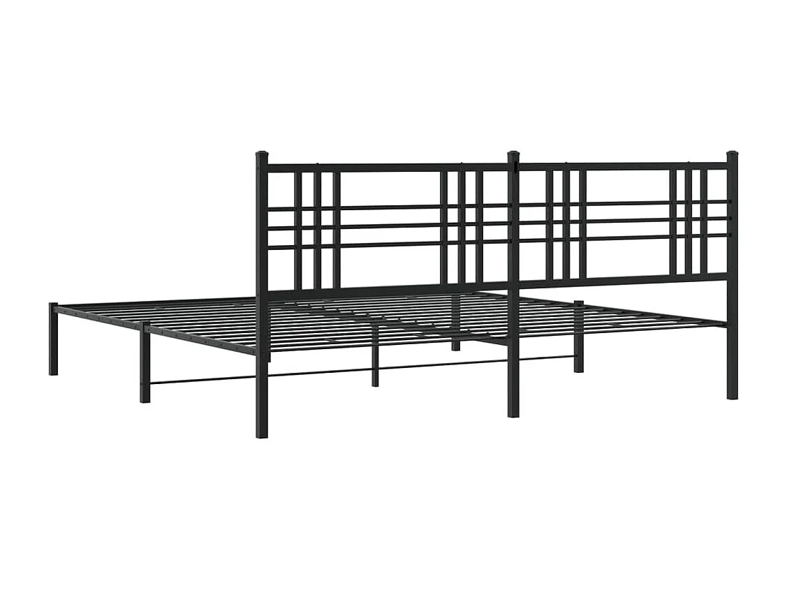 Cadre de lit métal sans matelas avec tête de lit noir 193x203cm