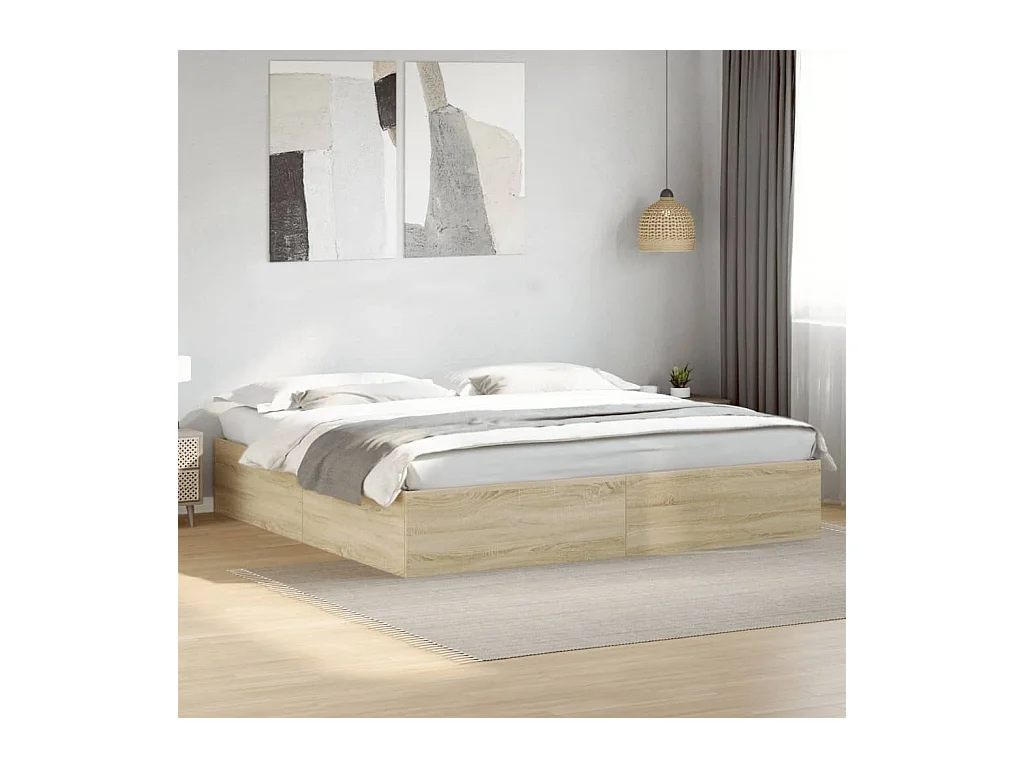 Cadre de lit sans matelas chêne sonoma 180x200 cm