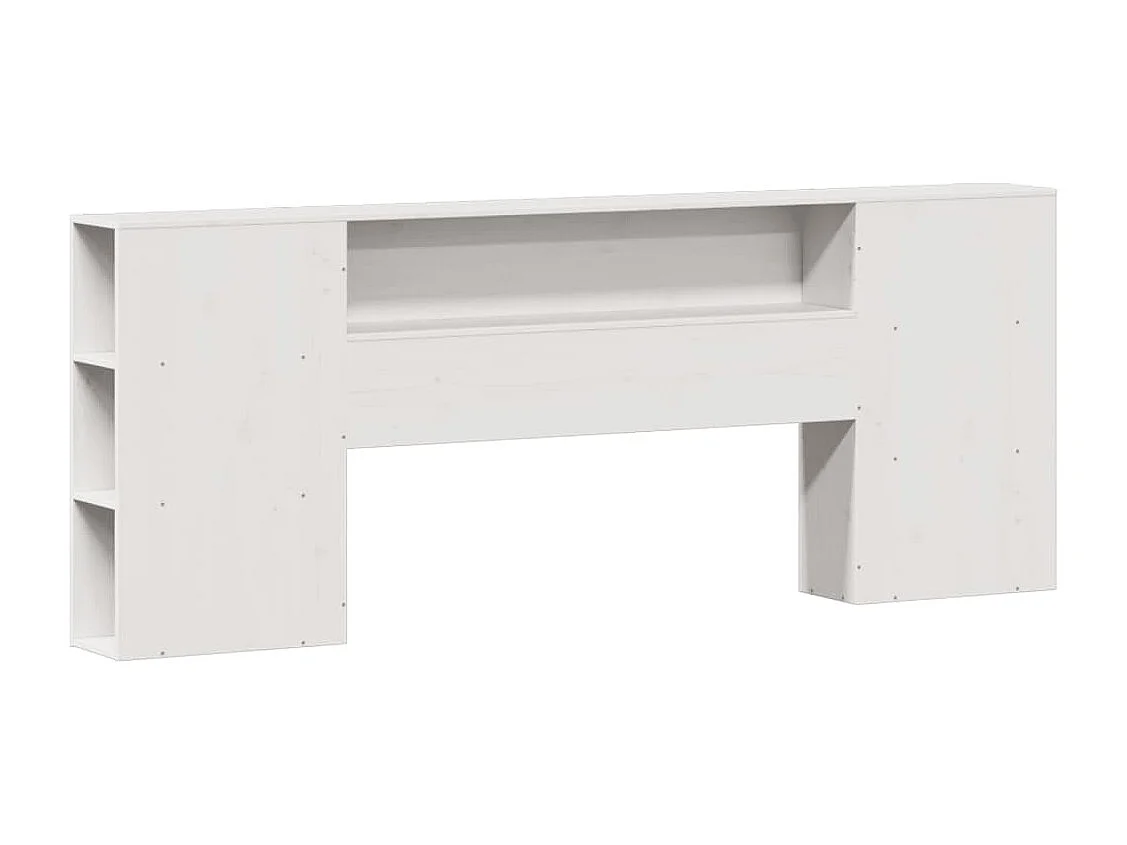 Lit bibliothèque sans matelas blanc 200x200 cm bois pin massif