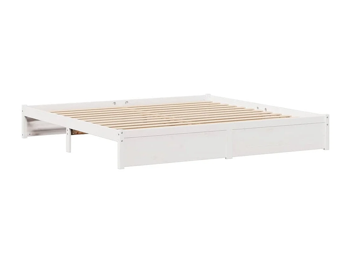 Cama com estante sem colchão 200x200 cm pinho maciço branco