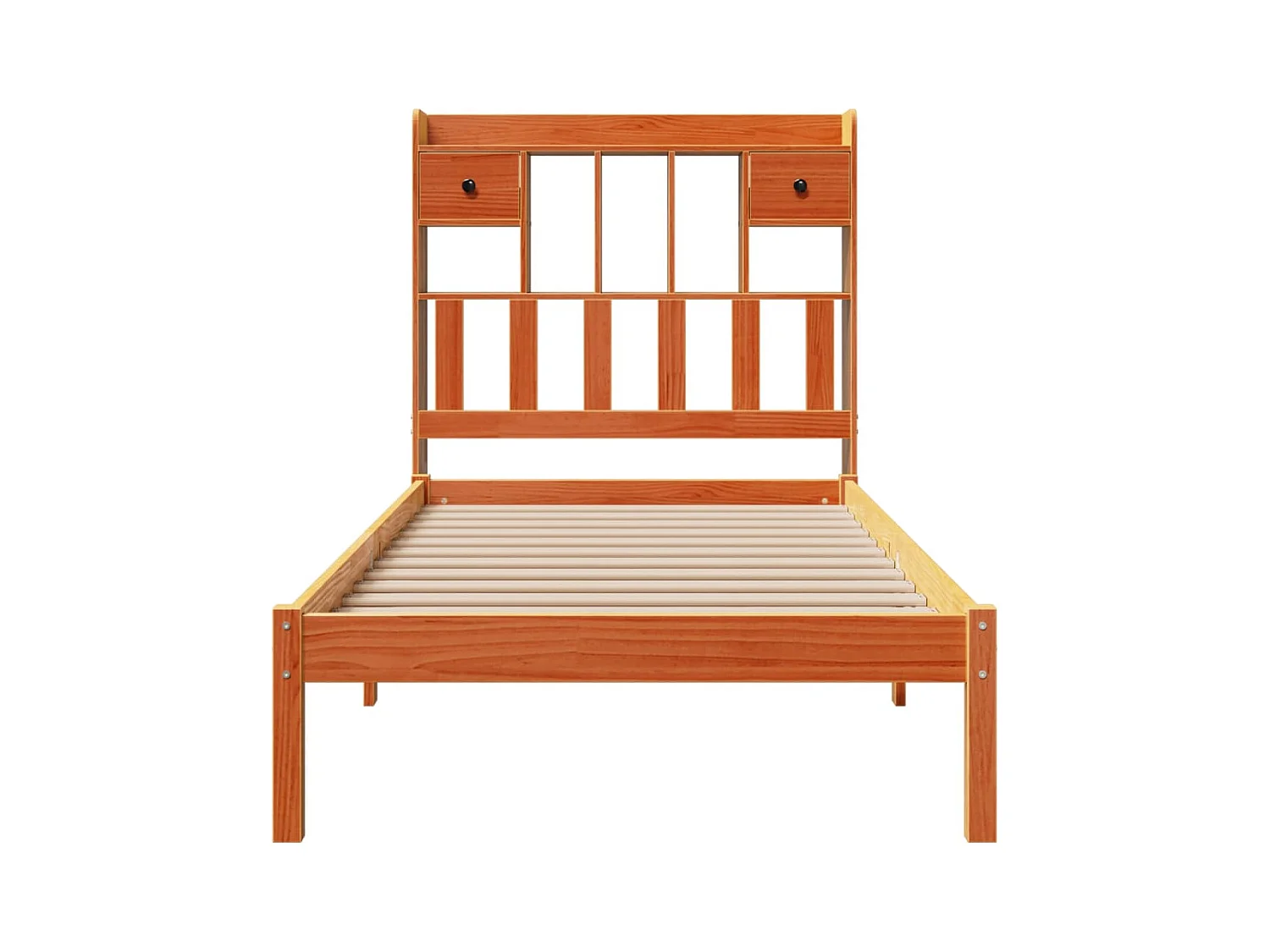 Bed met boekenkast zonder matras grenenhout wasbruin 100x200 cm