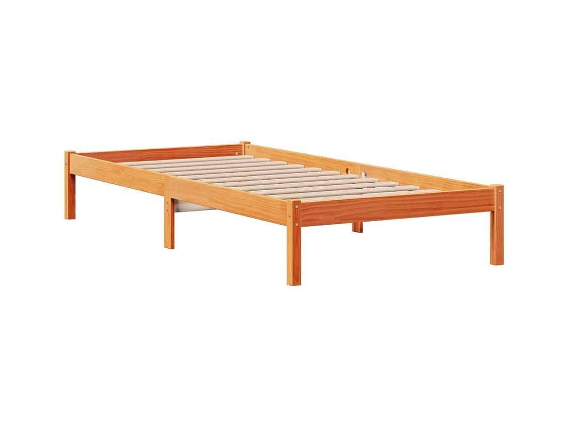 Bed met boekenkast zonder matras grenenhout wasbruin 100x200 cm