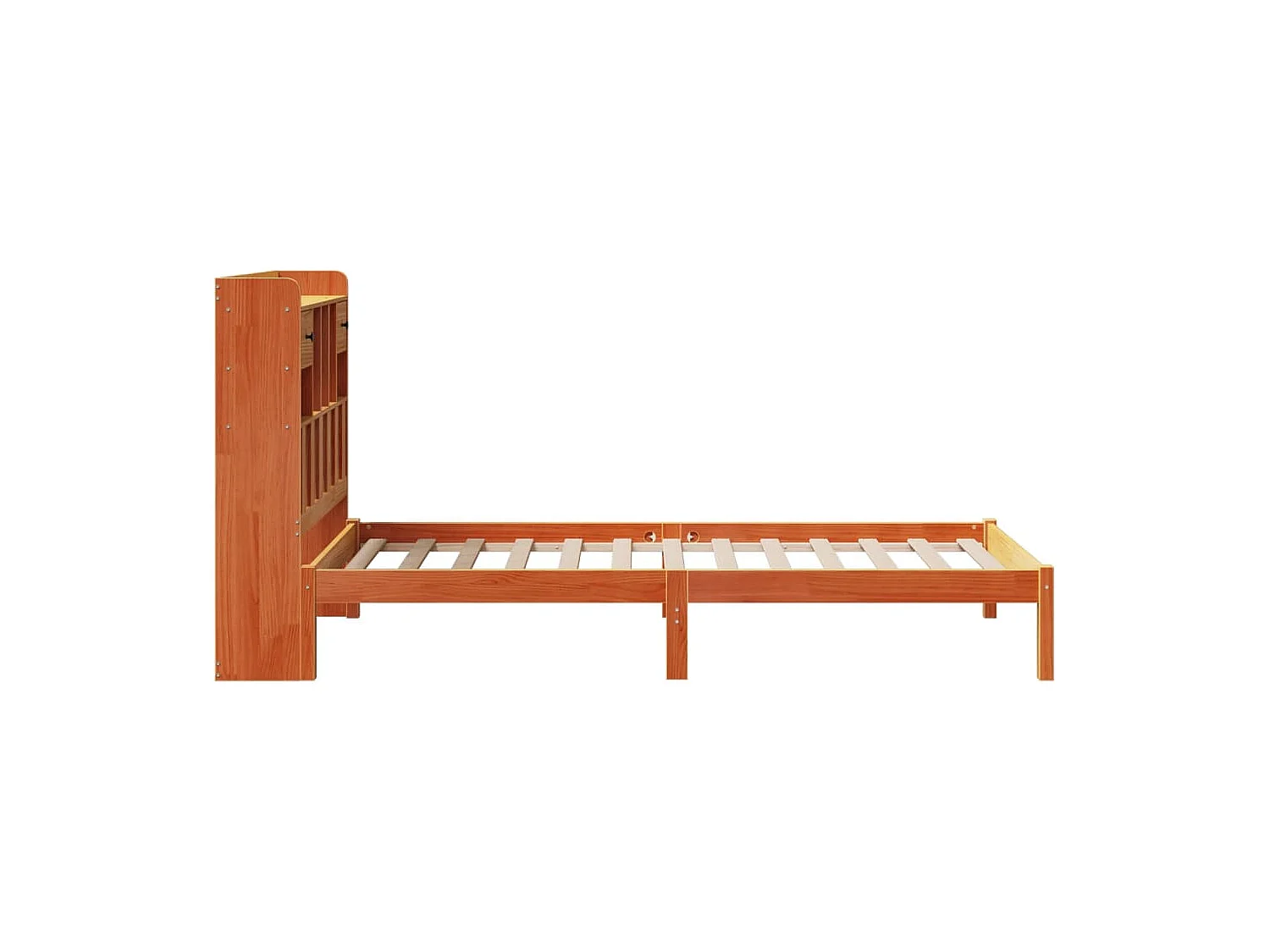 Bed met boekenkast zonder matras grenenhout wasbruin 100x200 cm