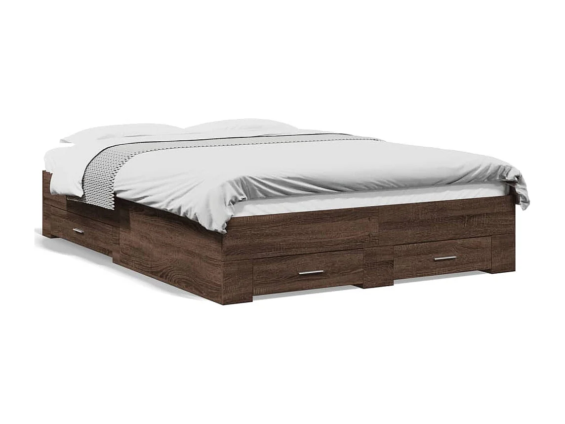Bettgestell mit Schubladen Braun Eichen-Optik 135x190 cm