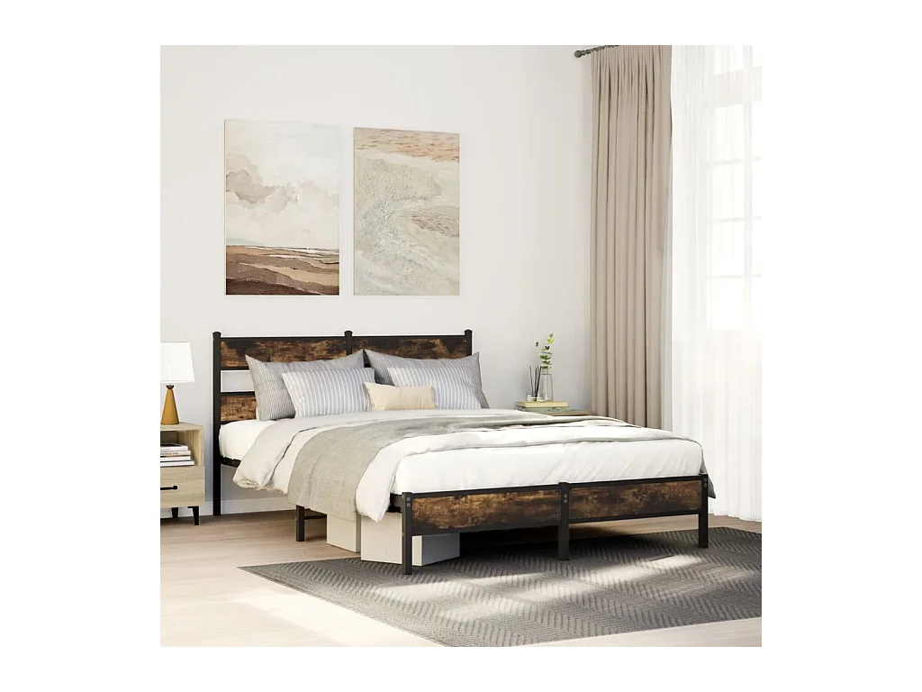 Cadre de lit sans matelas chêne fumé 100x200 cm bois ingénierie