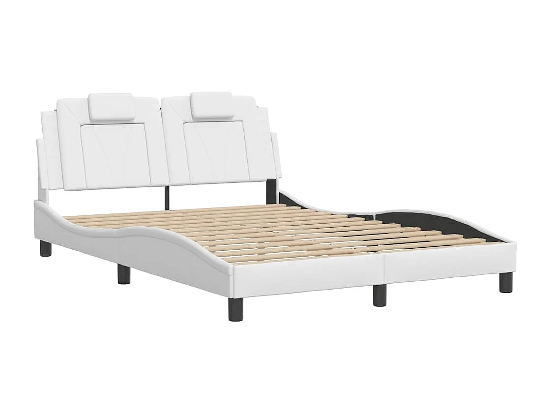 Cadre de lit sans matelas blanc 140x190 cm similicuir