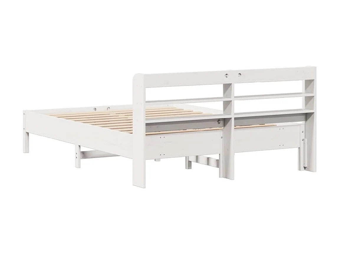 Cadre de lit sans matelas blanc 135x190 cm bois de pin massif