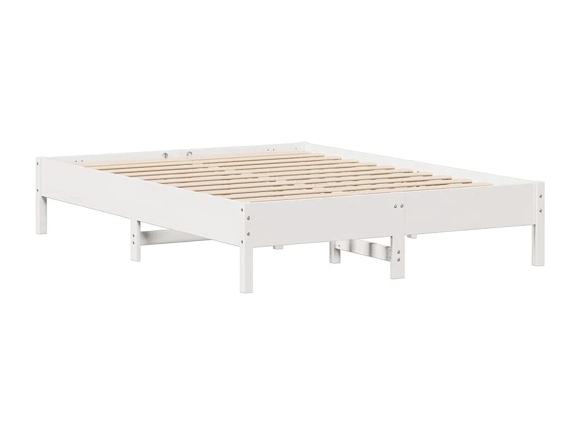 Cadre de lit sans matelas blanc 135x190 cm bois de pin massif