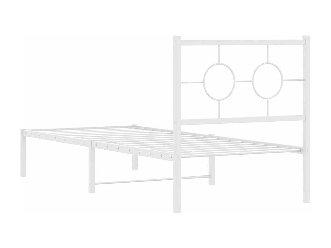 Cadre de lit métal sans matelas avec tête de lit blanc 80x200cm