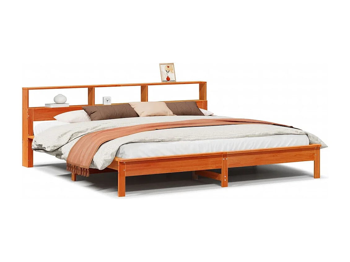 Cadre de lit sans matelas cire marron 200x200cm bois pin massif