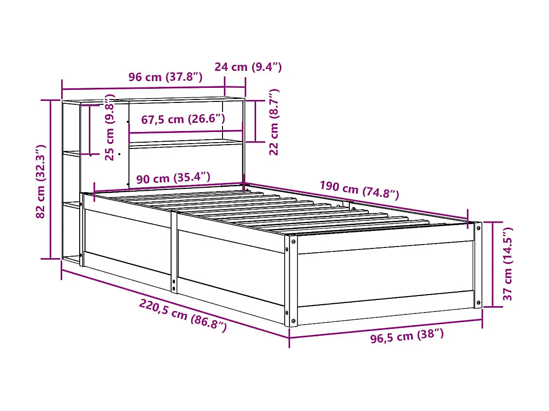 Bedframe zonder matras massief grenenhout wasbruin 200x200 cm