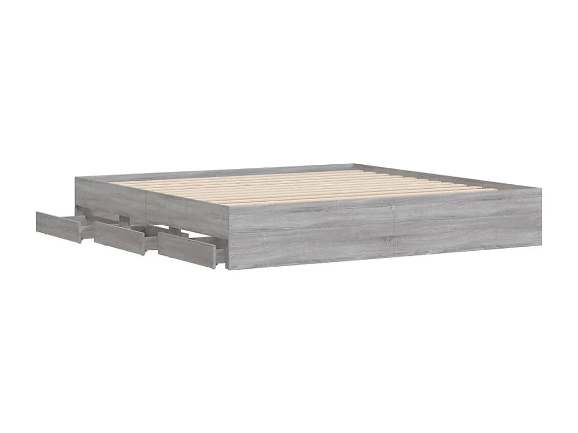 Cadre de lit avec tiroirs sans matelas sonoma gris 200x200 cm