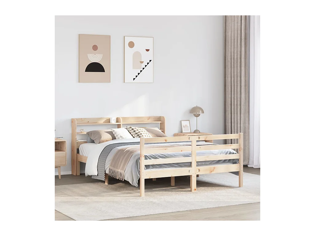 Bedframe met hoofdbord massief grenenhout 160x200 cm