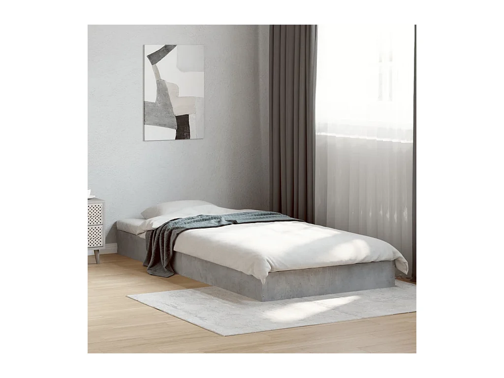Cadre de lit sans matelas gris béton 75x190 cm