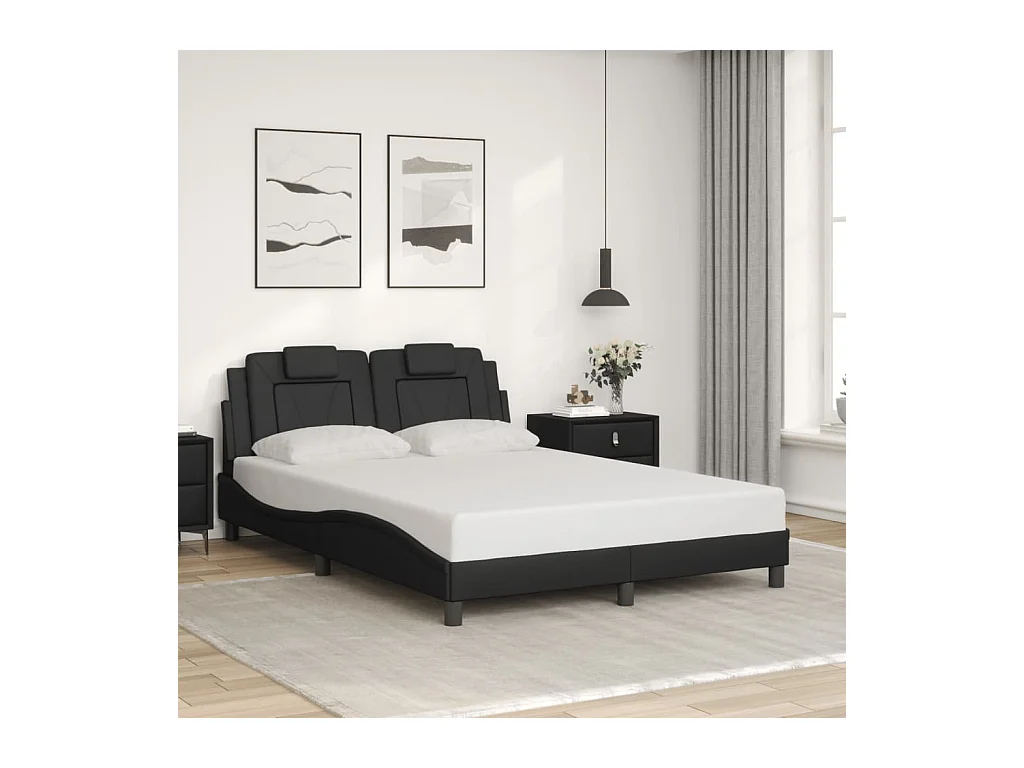 Bedframe met hoofdeind kunstleer zwart 140x190 cm