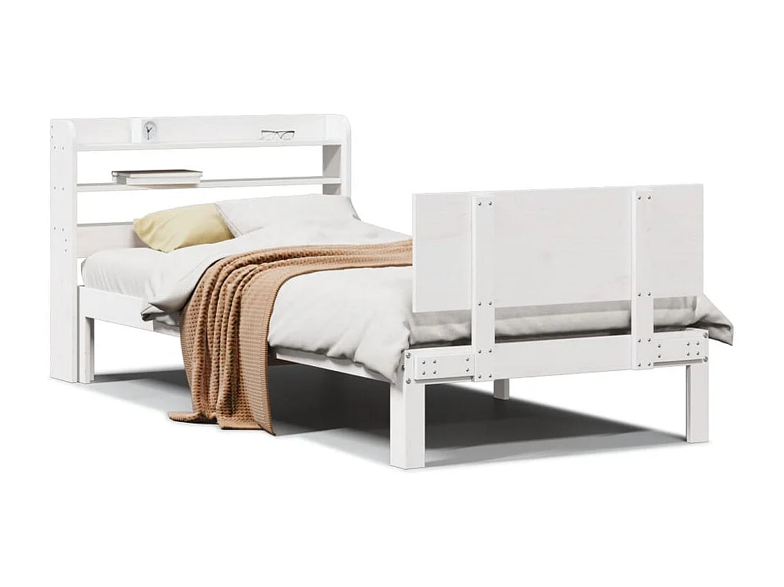 Cadre de lit avec tête de lit sans matelas blanc 90x200 cm