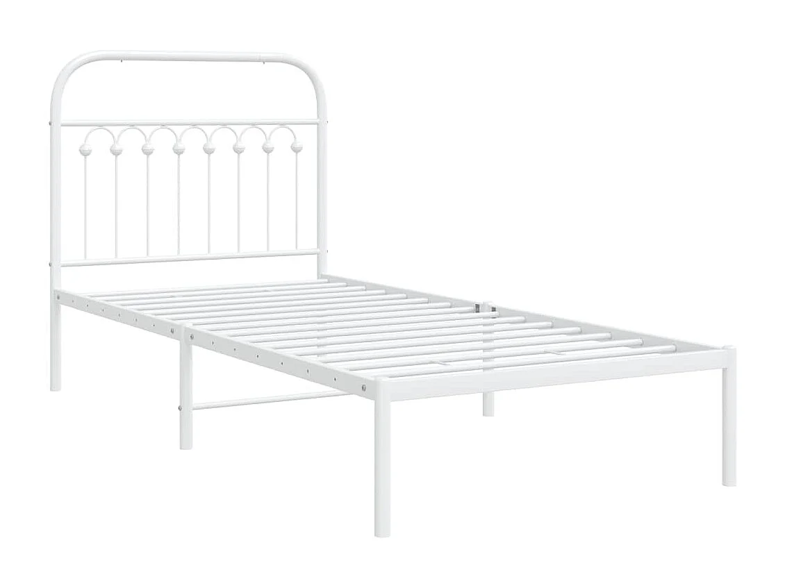 Estructura cama sin colchón con cabecero metal blanco 90x190 cm