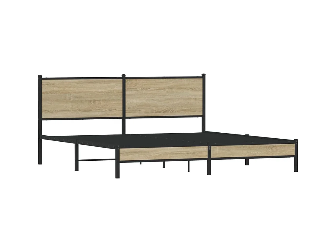 Cadre de lit en métal sans matelas chêne sonoma 180x200 cm