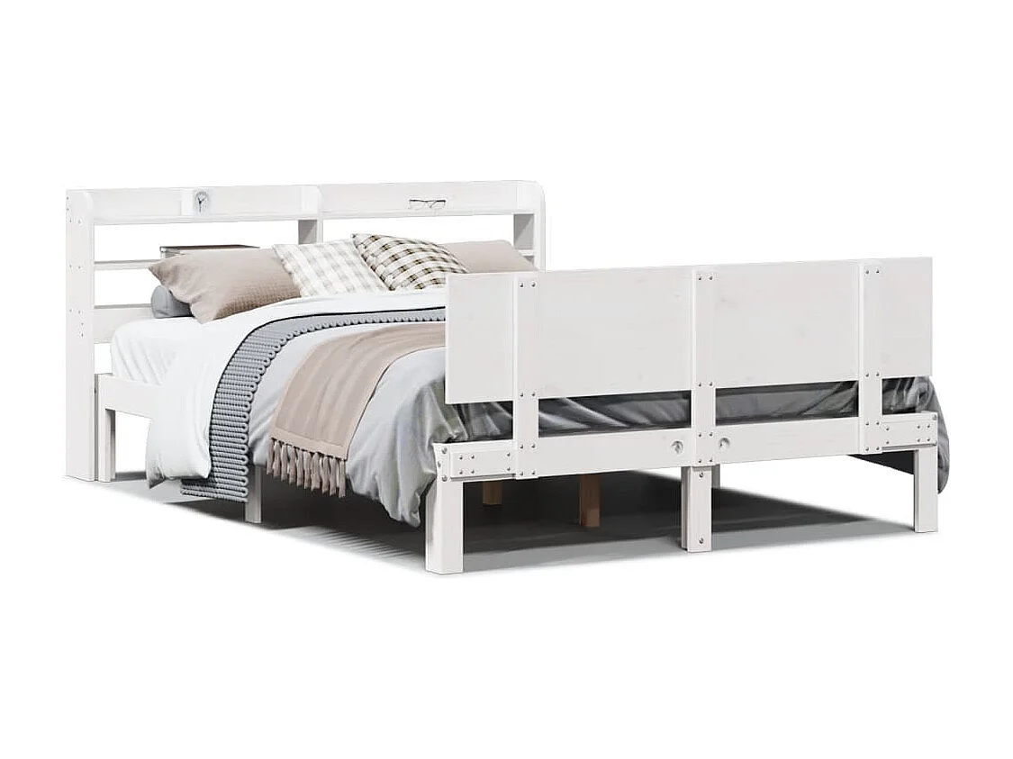 Estrutura de cama c/ cabeceira sem colchão 140x190 cm branco