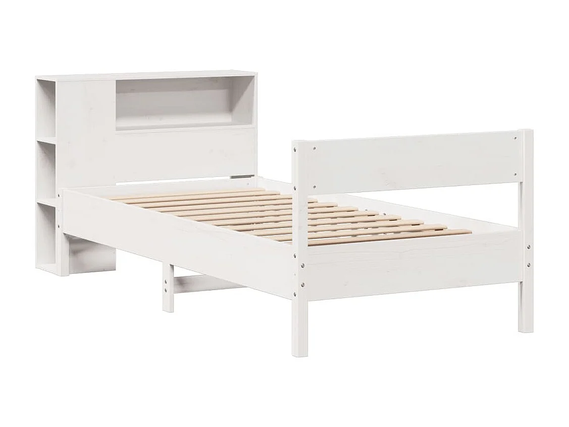 Bed met boekenkast zonder matras grenenhout wit 75x190 cm