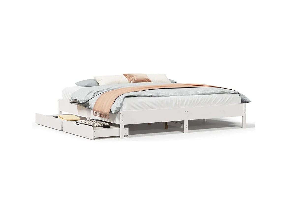 Bedframe zonder matras massief grenenhout wit 200x200 cm