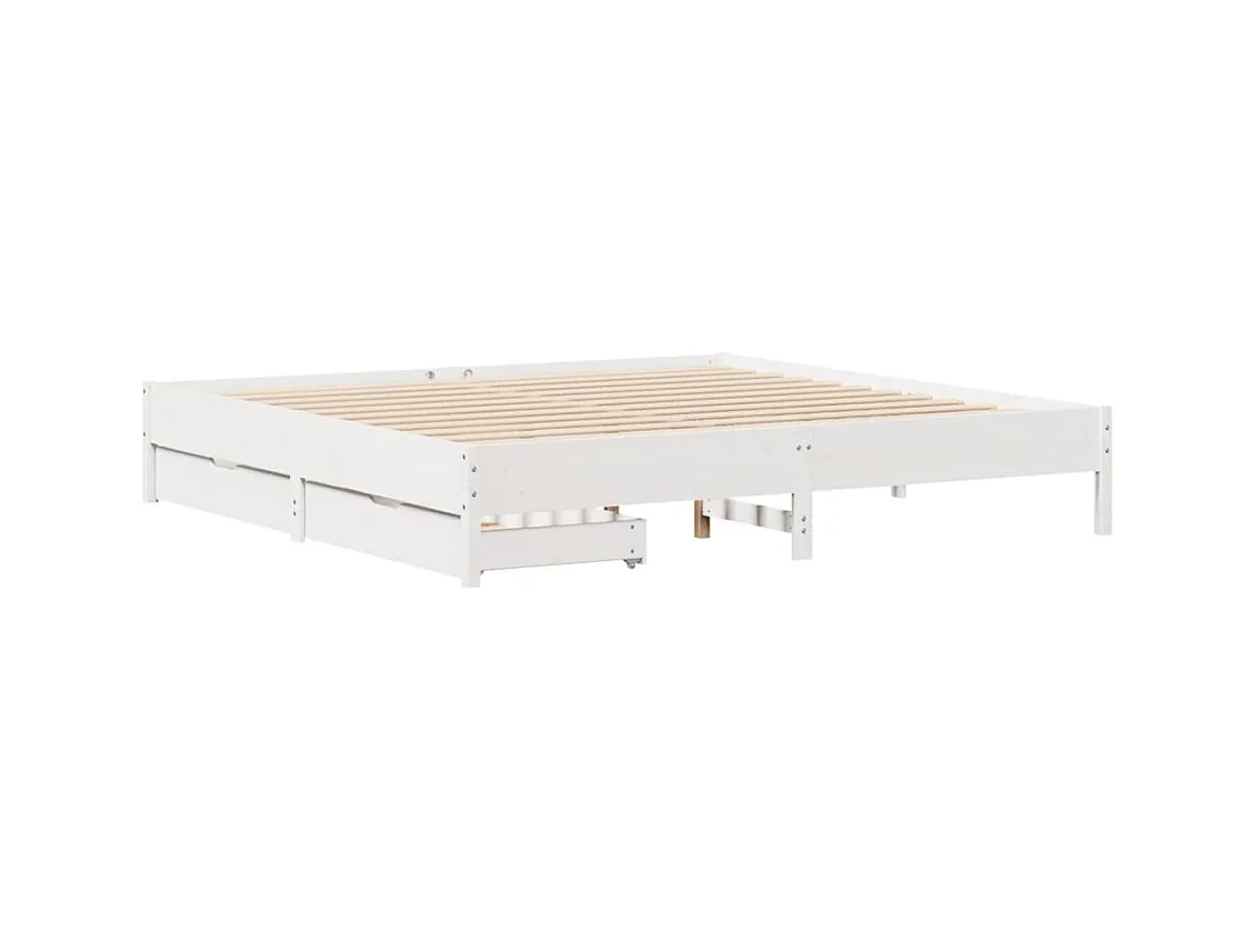 Bedframe zonder matras massief grenenhout wit 200x200 cm