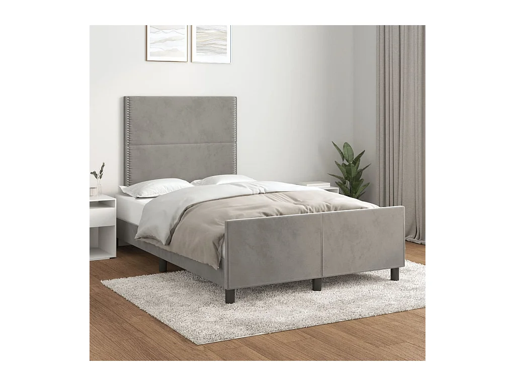 Cadre de lit sans matelas gris clair 120x190 cm velours