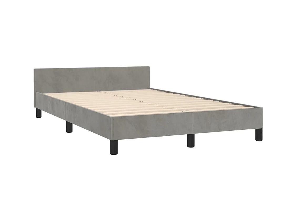 Bettgestell mit Kopfteil Hellgrau 120x190 cm Samt
