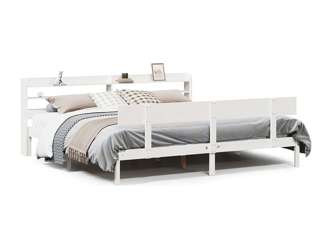Cadre de lit sans matelas blanc 200x200 cm bois massif de pin