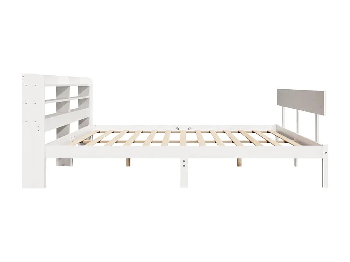 Cadre de lit sans matelas blanc 200x200 cm bois massif de pin