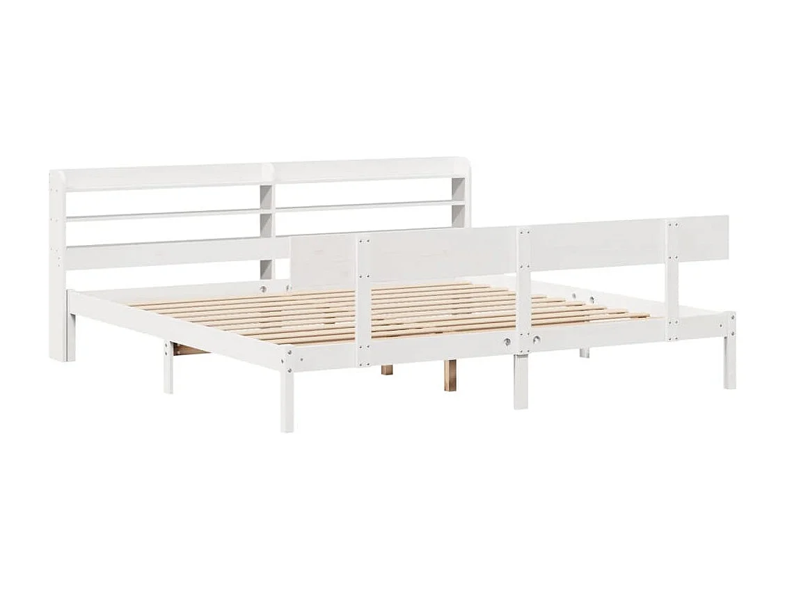 Cadre de lit sans matelas blanc 200x200 cm bois massif de pin
