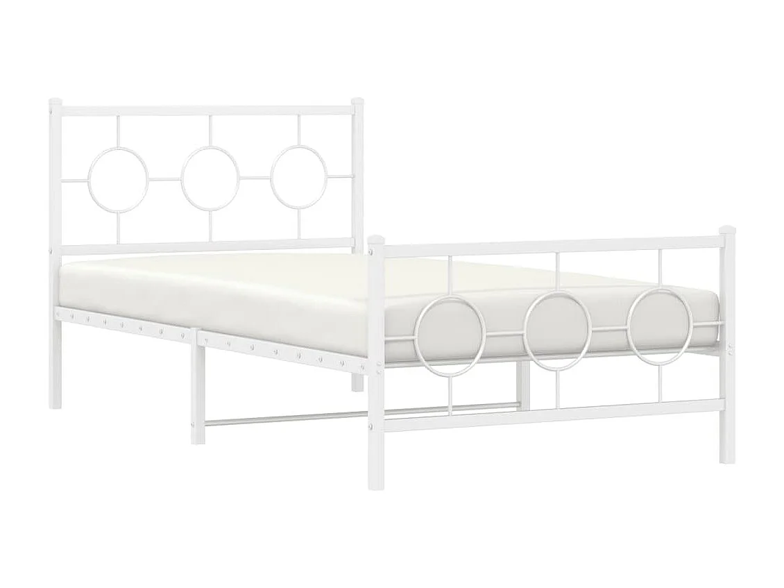 Estrutura de cama com cabeceira e pés 100x200 cm metal branco