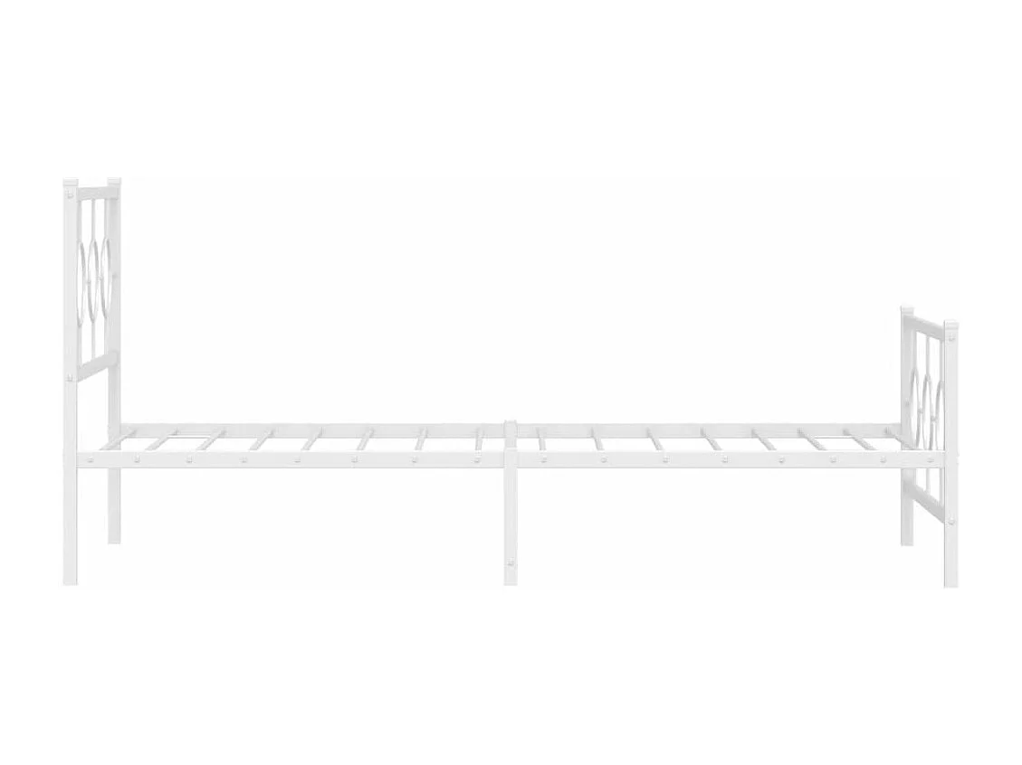 Cadre de lit métal sans matelas et pied de lit blanc 100x200 cm