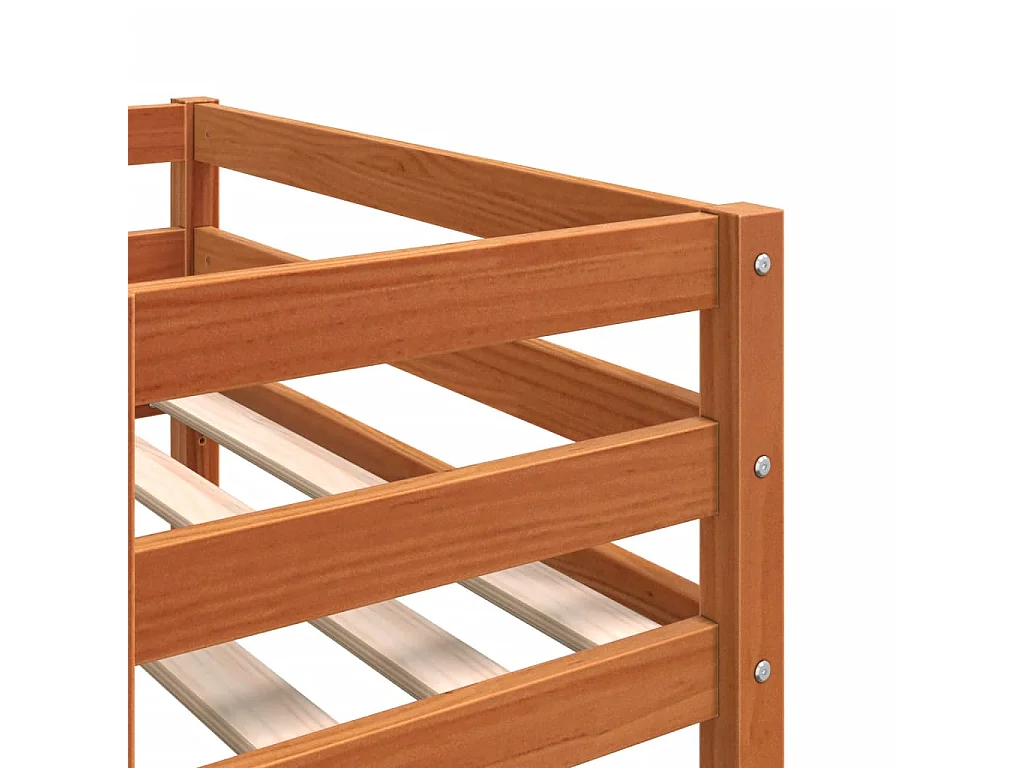 Giroletto Bambini Marrone Cera 75x190 cm Legno Massello di Pino
