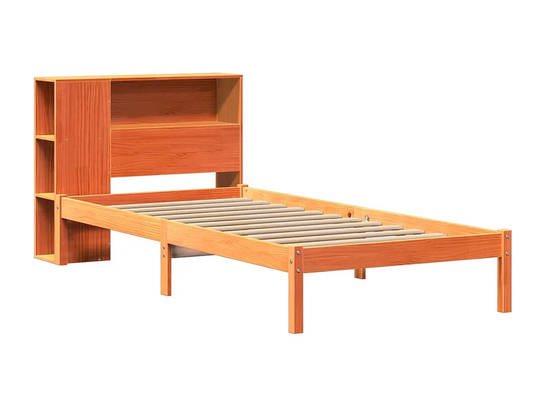 Lit bibliothèque sans matelas cire marron 75x190 cm pin massif