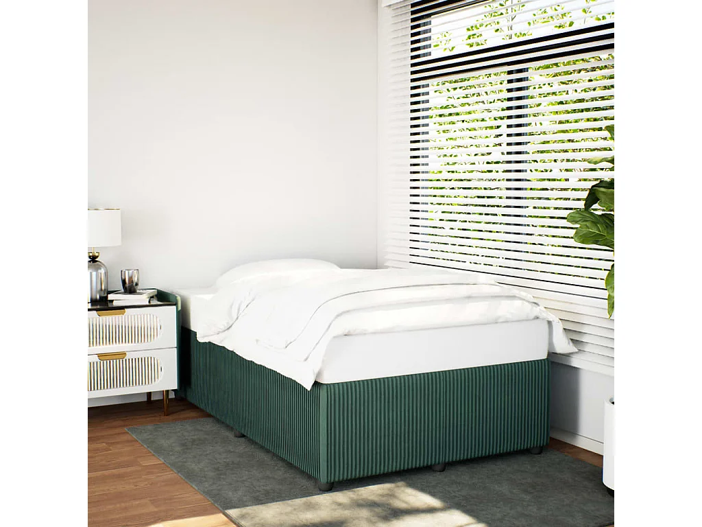 Cadre de lit sans matelas vert foncé 120x190 cm velours