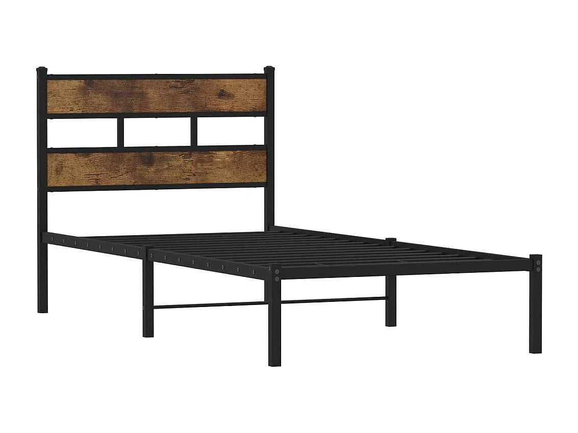 Bedframe zonder matras metaal gerookt eikenkleurig 100x190 cm