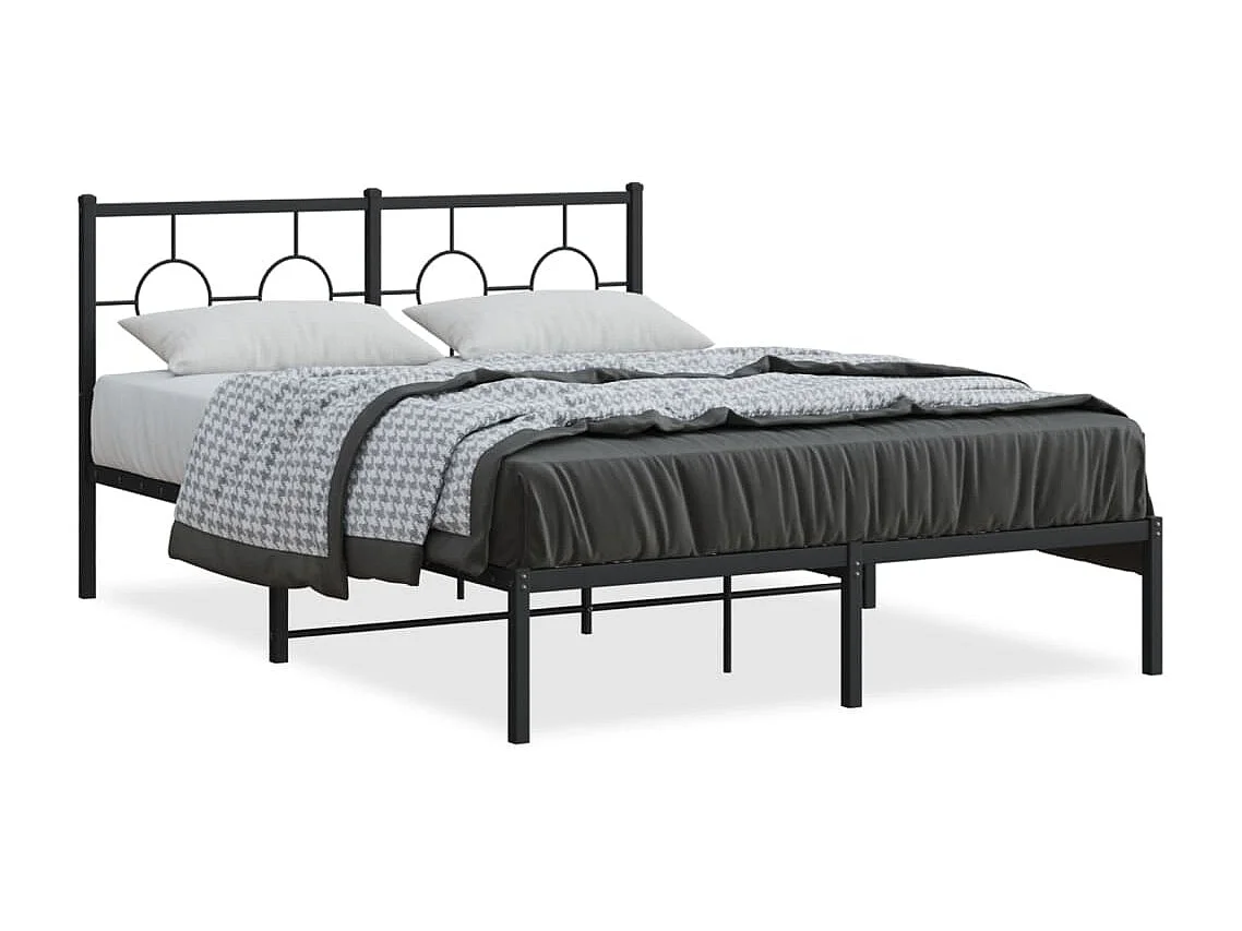 Estrutura de cama com cabeceira 140x200 cm metal preto