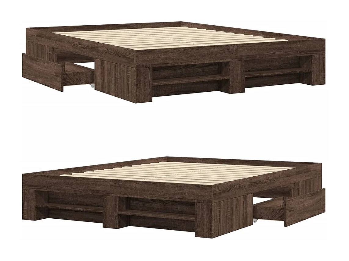 Bettgestell ohne Matratze Braun Eiche 150x200 cm Holzwerkstoff