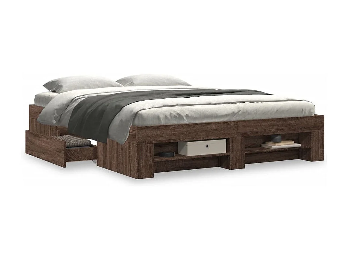 Cadre de lit sans matelas chêne marron 150x200 cm