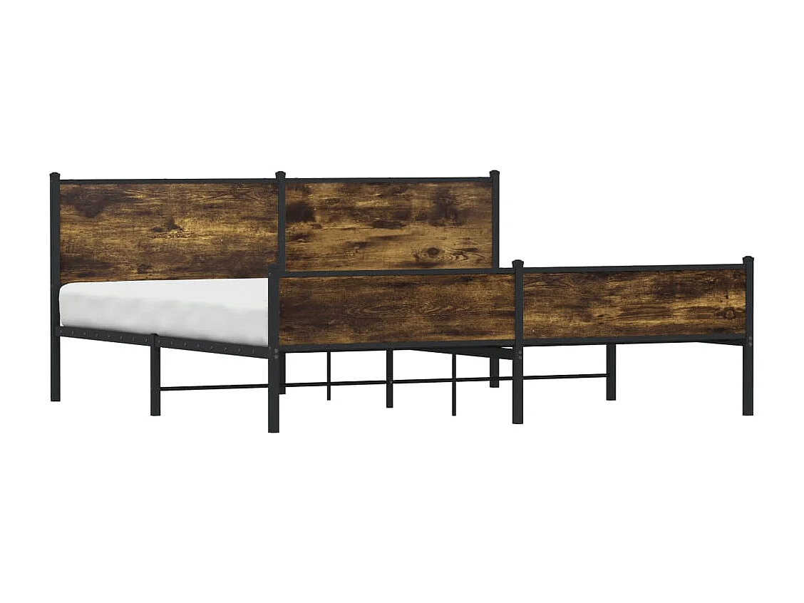 Cadre de lit en métal sans matelas chêne fumé 193x203 cm
