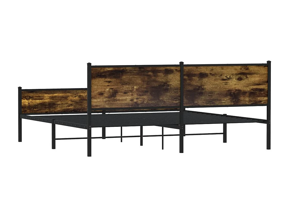 Cadre de lit en métal sans matelas chêne fumé 193x203 cm