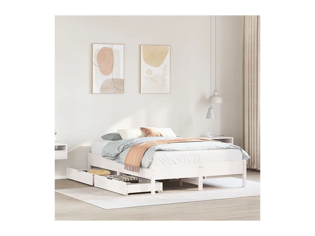 Cadre de lit sans matelas blanc 120x190 cm bois de pin massif