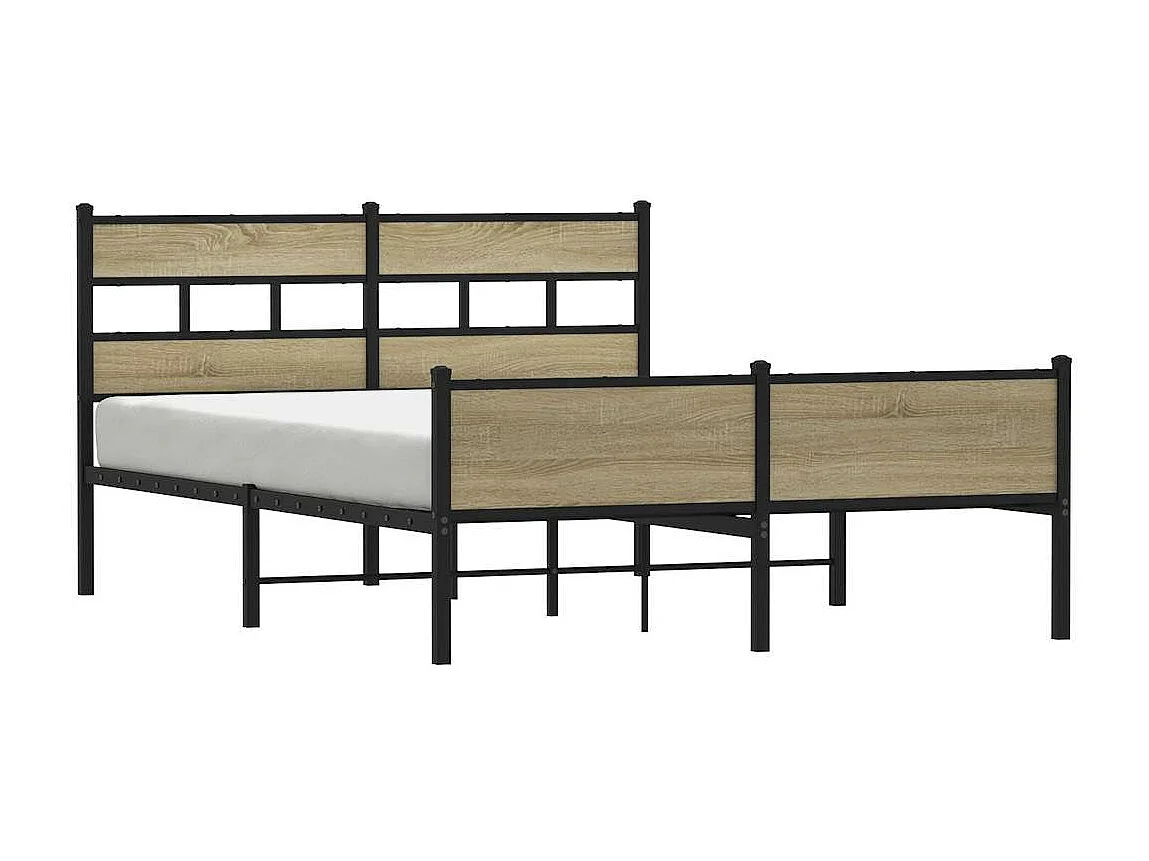 Cadre de lit en métal sans matelas chêne sonoma 160x200 cm