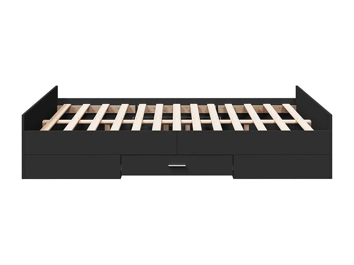 Cadre de lit avec tiroirs sans matelas noir 135x190 cm