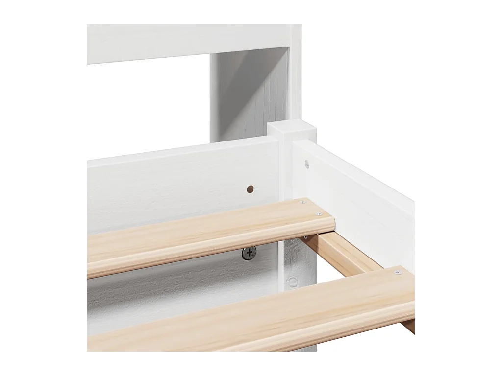Lit bibliothèque sans matelas blanc 140x190 cm bois pin massif