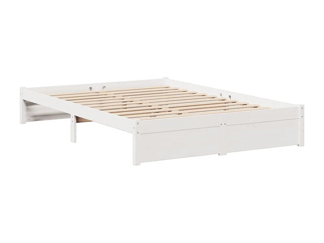 Lit bibliothèque sans matelas blanc 140x190 cm bois pin massif