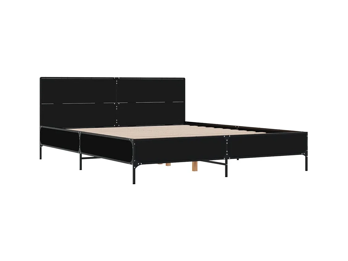 Cadre de lit sans matelas noir 140x190 cm