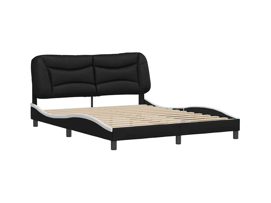 Cadre de lit sans matelas noir et blanc 160x200 cm similicuir